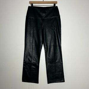Joie Faux Leather High Waist Cropped Pants Black‎ size large